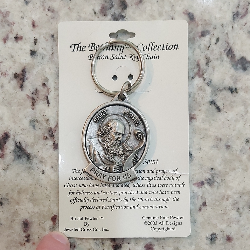 Saint John Pewter Keychain